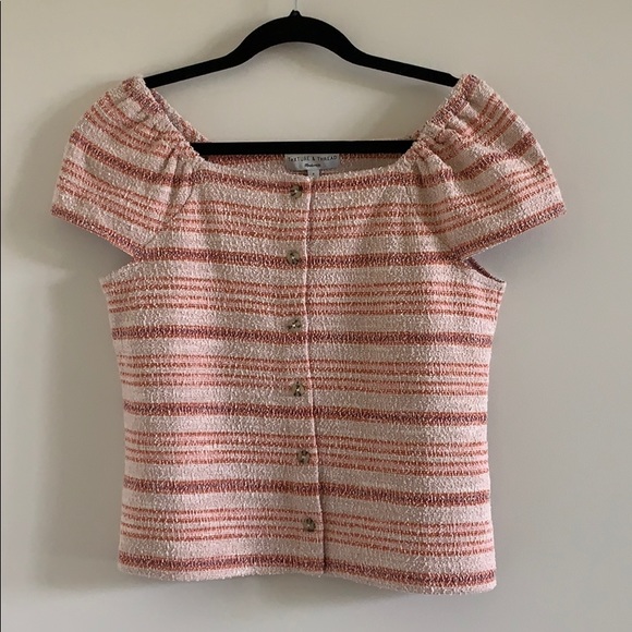 Madewell Texture & Thread Stripe Top Blush Small - Picture 2 of 6